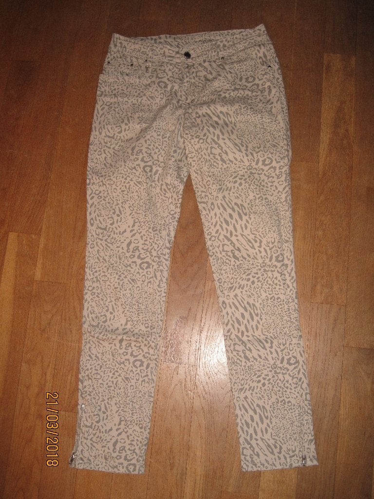 Onado beige broek met panterprint maat 36, Kleding | Dames, Onado, Beige, Ophalen of Verzenden, Maat 36 (S)