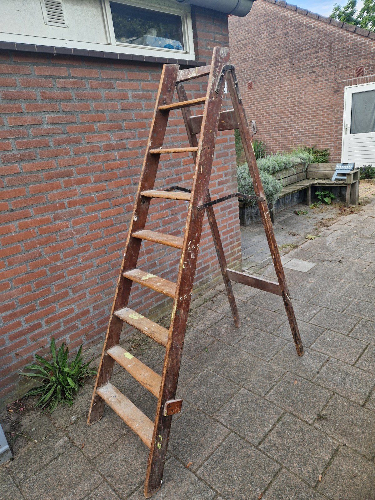 Antieke LADDERFRABRIEK ladder uit Amsterdam, Doe-het-zelf en Verbouw, Ophalen, Gebruikt, Ladder