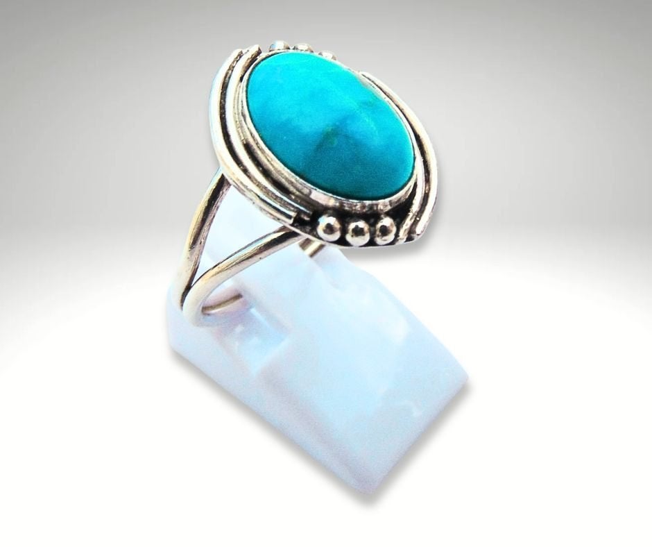 Super NAVAJO zilver Sleeping Beauty turquoise ring M19,5/20!, 19 tot 20, Ophalen of Verzenden, Zo goed als nieuw, X