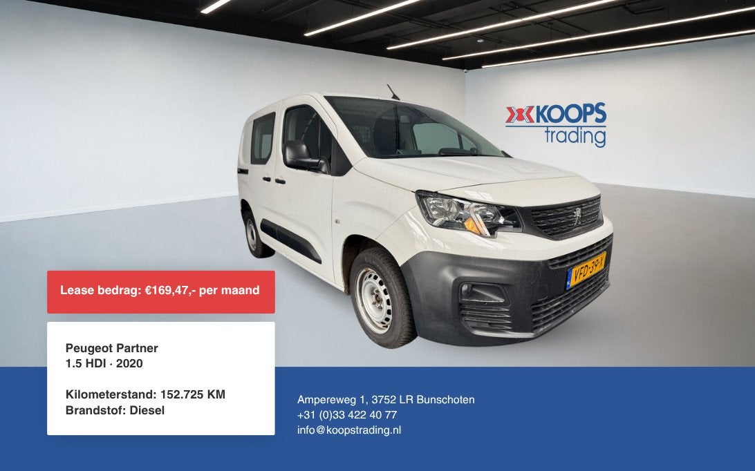 Peugeot PARTNER 1.5 HDI incl klep airco (bj 2020), Auto's, Bestelauto's, Bedrijf, Te koop, ABS, Airbags, Airconditioning, Automatische klimaatregeling