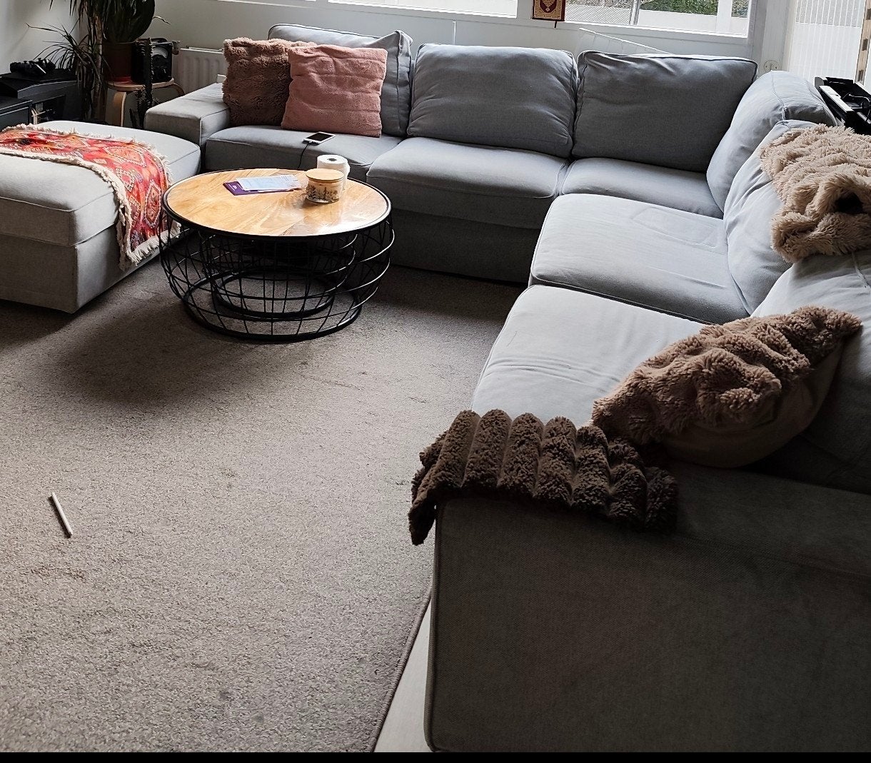 IKEA Kivik 5-zitsbank + voetbank hoezen Tallmyra wit/Zwart, Ophalen, Overige materialen, Gebruikt, Minder dan 75 cm