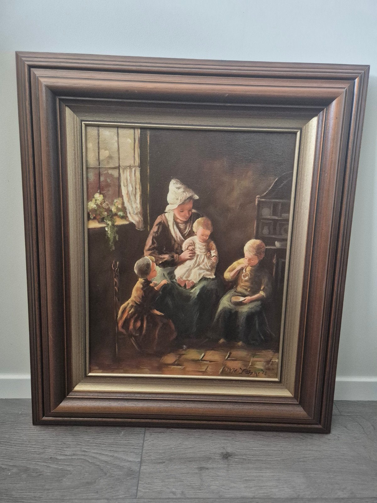 Klassiek schilderij: Moeder met kinderen, Ophalen, Doek, Portret of Personen, Ingelijst