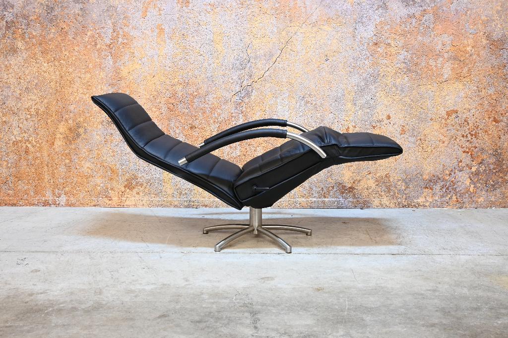 NIEUWbeklede zwarte leren Jori Mensana design relaxfauteuil, Jori, 125 tot 150 cm, Ophalen of Verzenden, Jori