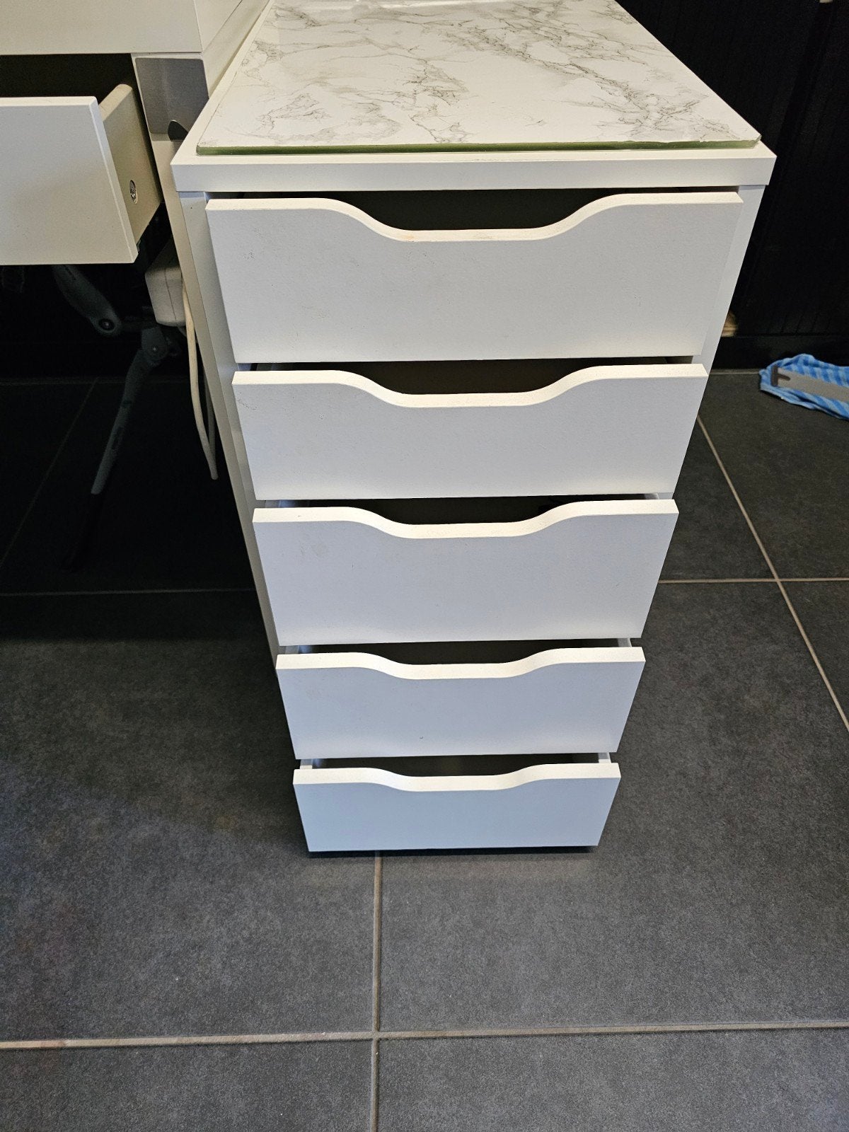 IKEA Alex Ladeblok wit met 5 laden, Ophalen, Minder dan 50 cm, Gebruikt, 5 laden of meer