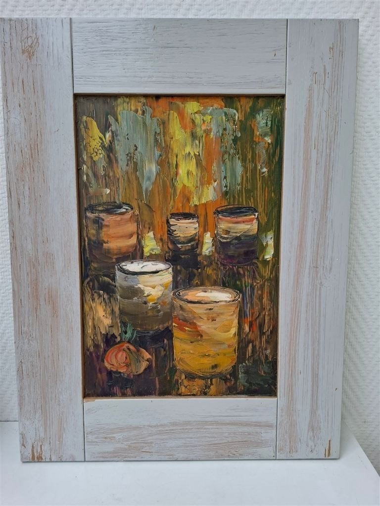 Olieverfschilderij, verfblikken, gesigneerd Azat Malik, Antiek en Kunst, Kunst | Schilderijen | Modern, Ophalen of Verzenden