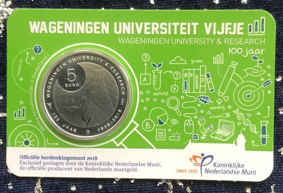 Nederland - 5 euro coincard - Wageningen Universiteit Vijfje, Verzenden, Koning Willem I, Euro's