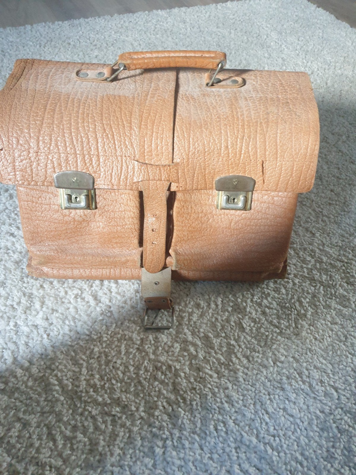 Vintage Lederen Schooltas Jaren '80 - Authentiek & Robuust, Bruin, Aktetas of Boekentas, Ophalen of Verzenden, Leer