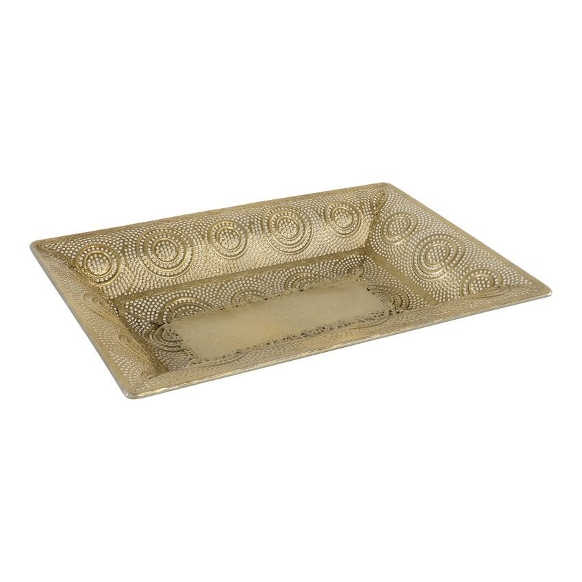 Schaal metaal model arabic gold 33 x 22 cm, Overige materialen, Schaal, Rond, Nieuw