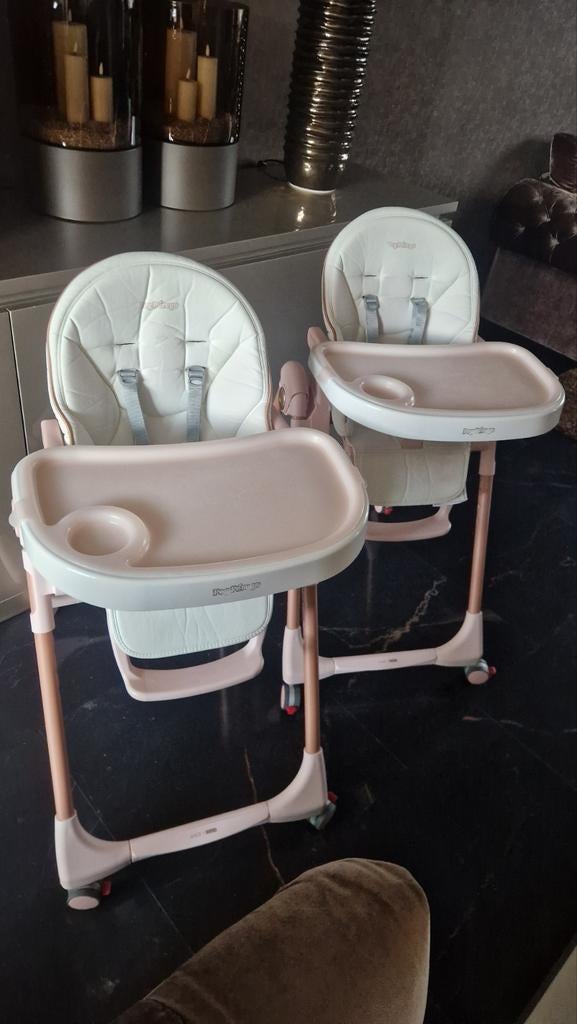 Peg Perego roze/brons/wit eetstoel voor tweeling prinsesjes, Kinderen en Baby's, Kinderstoelen, Ophalen, Gebruikt, Overige typen
