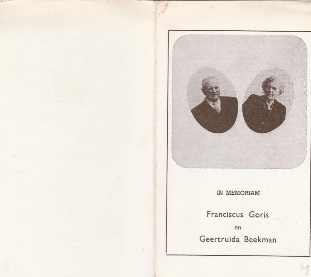bidprentje beekman-goris-westervoort, Verzamelen, Bidprentjes en Rouwkaarten, Ophalen of Verzenden, Bidprentje