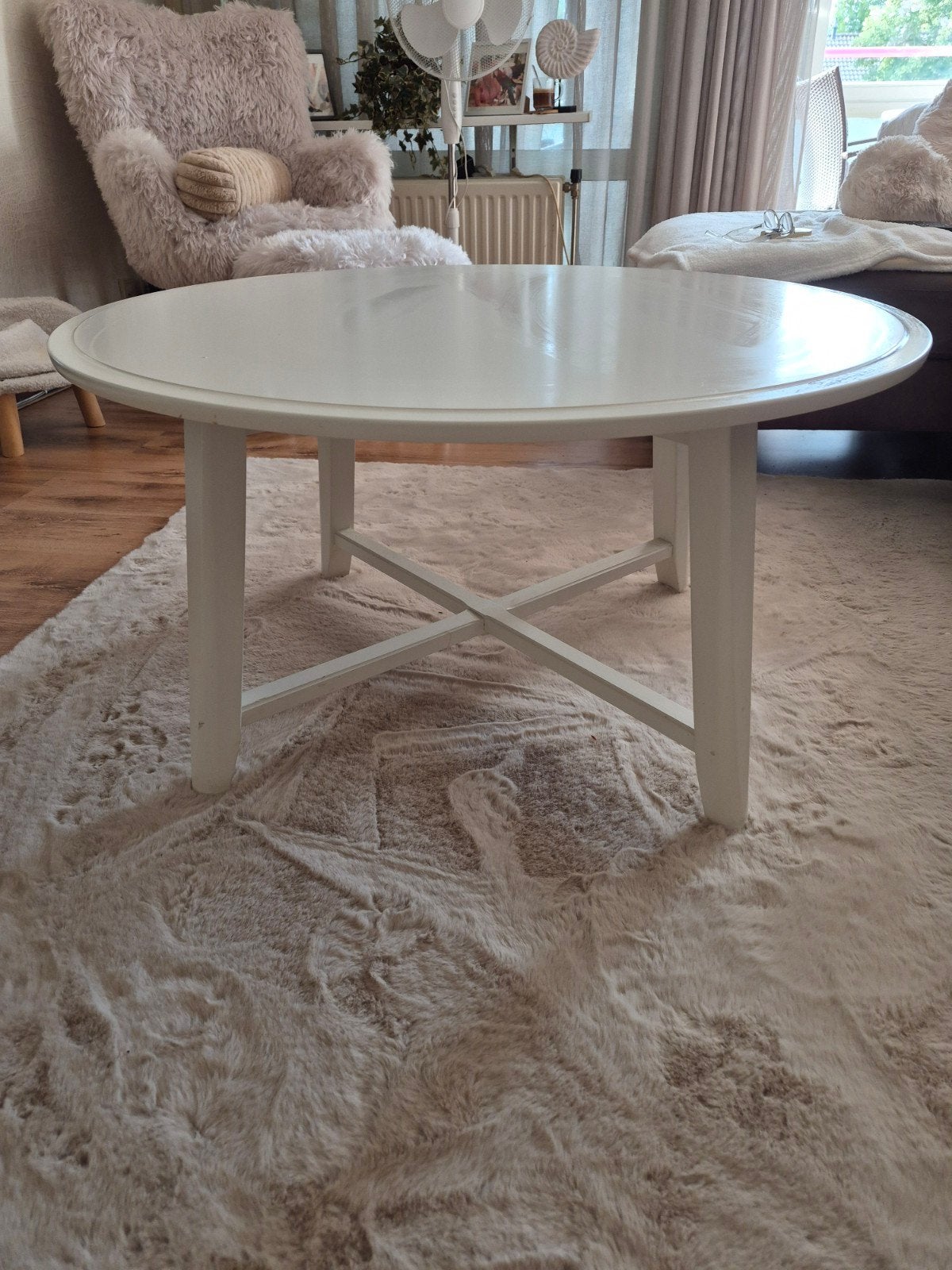 Witte ronde salontafel van IKEA, Ophalen, 50 tot 100 cm, Modern, Scandinavisch, Rond