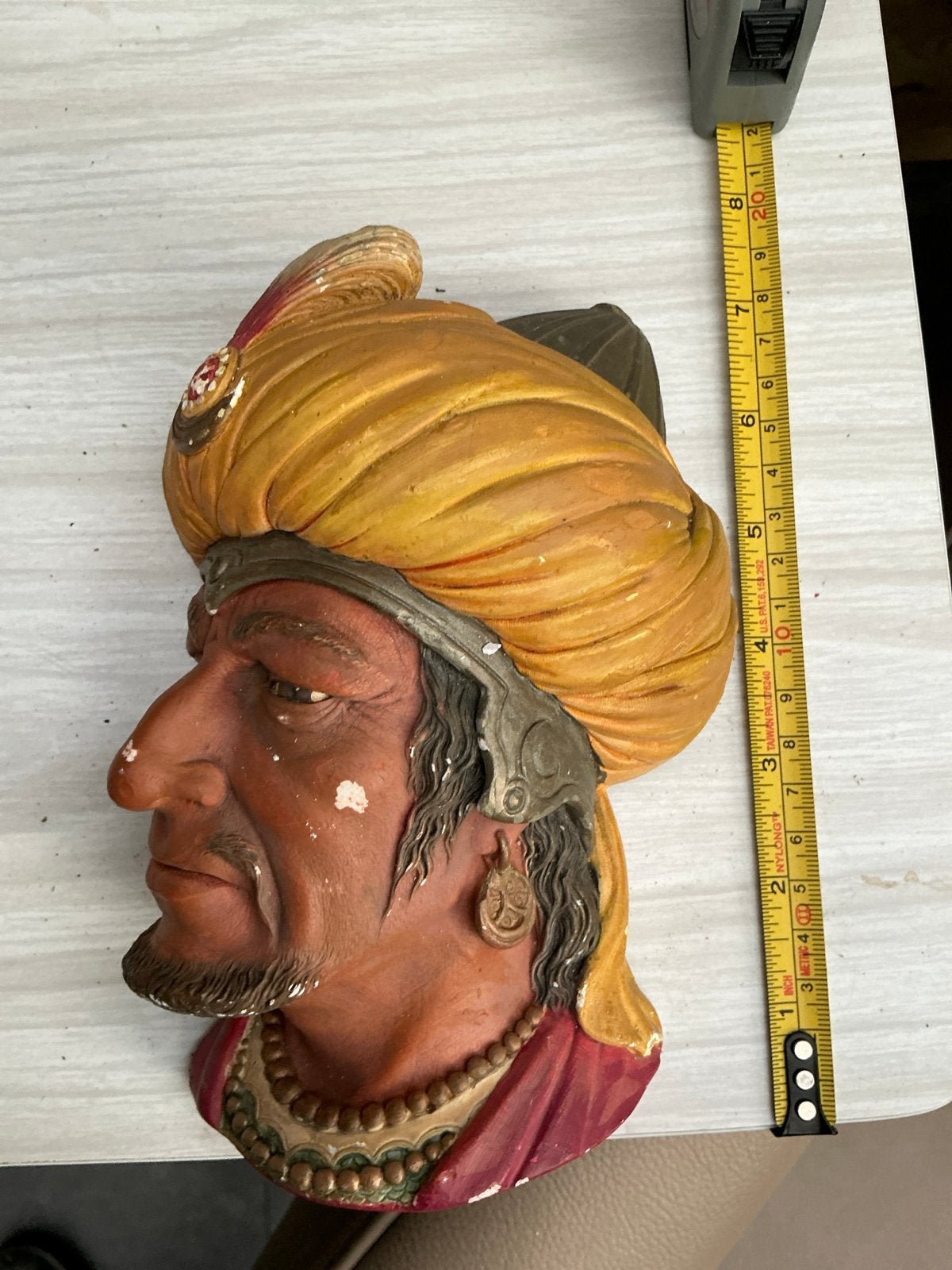 Vintage Bossons muurdecoratie: Oosterse man met tulband, Ophalen of Verzenden, Gebruikt, Mens