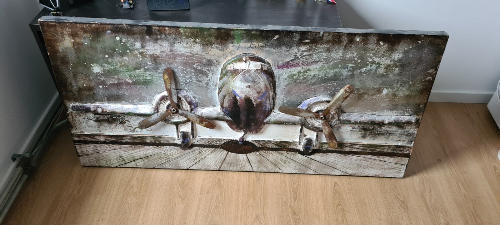 Uniek 3D Vliegtuig Kunstwerk - Industriële Stijl, Ophalen