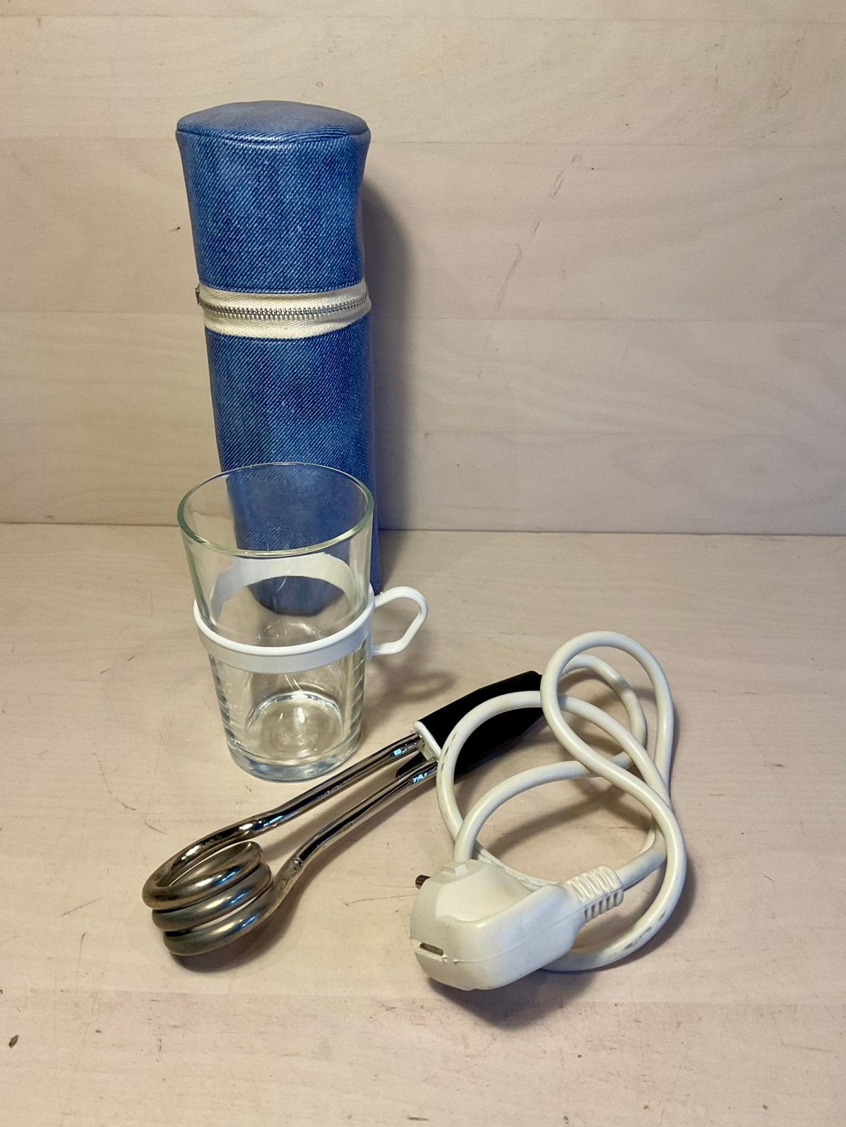 Dompelaar met duralex glas, handvat en hoesje, Caravans en Kamperen, Ophalen of Verzenden, Gebruikt
