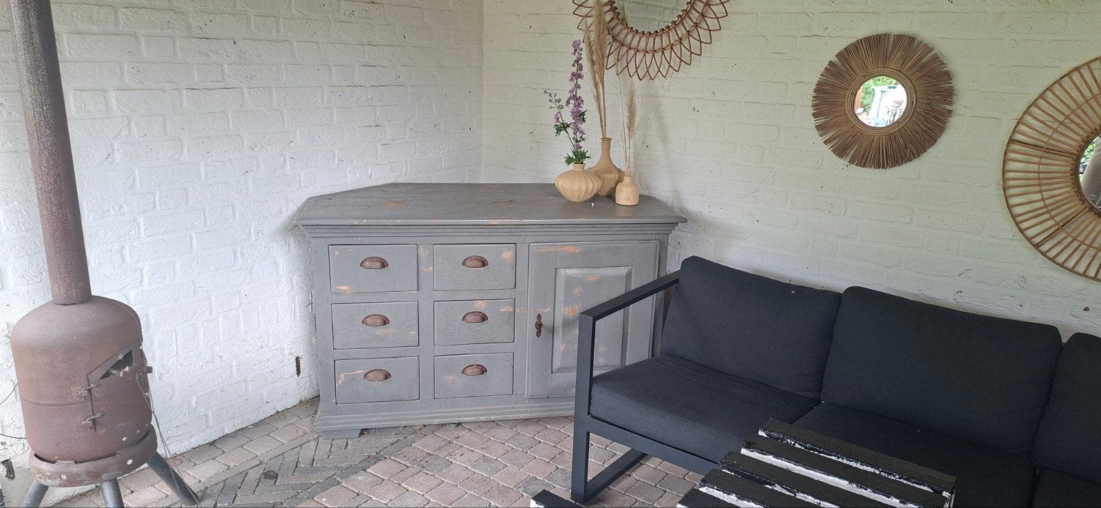 Vintage dressoir/kastje in landelijke stijl, Huis en Inrichting, Ophalen, Gebruikt, 100 tot 150 cm, Minder dan 100 cm