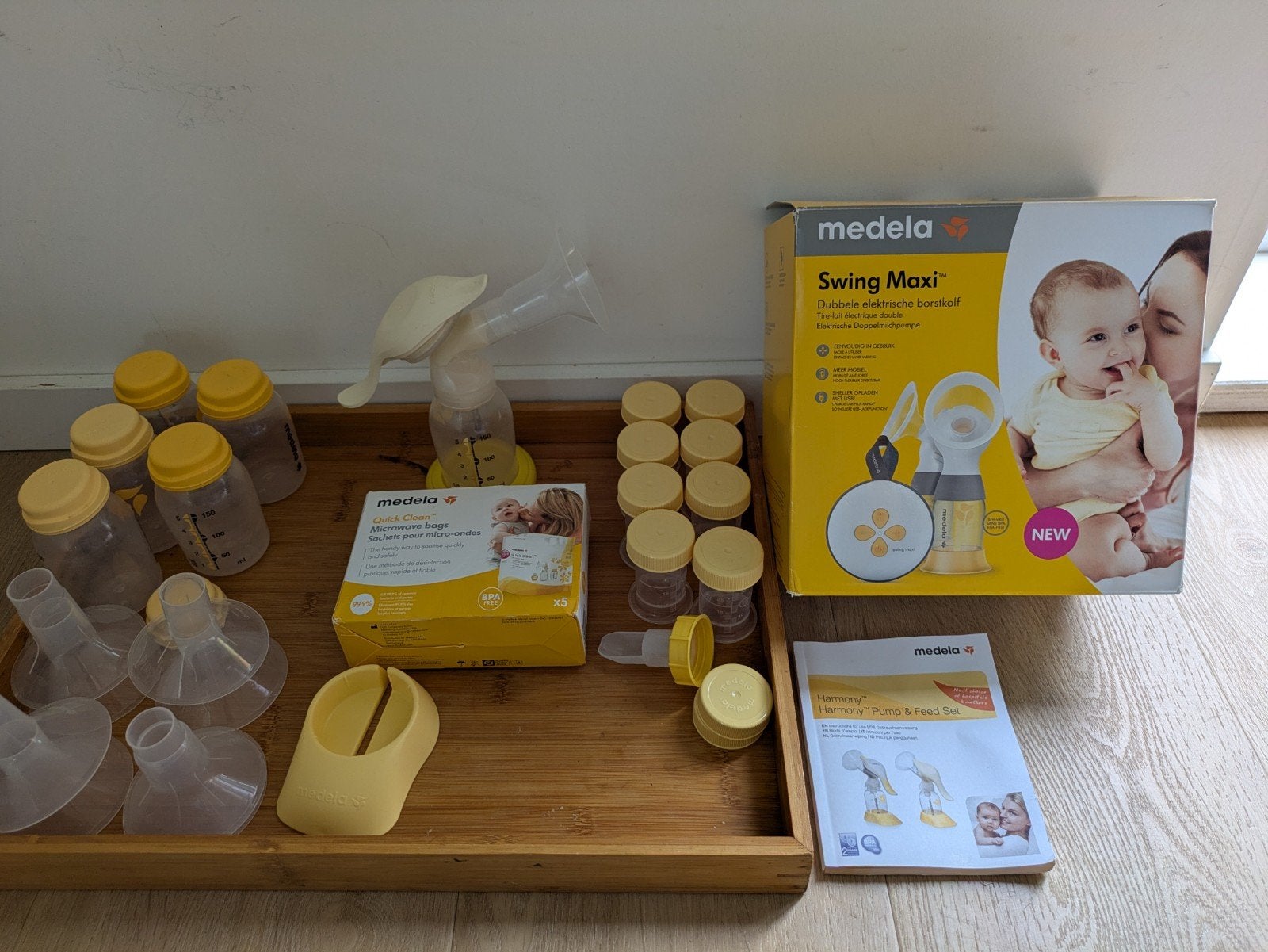Medela Swing Maxi dubbele elektrische borstkolf + veel extra, Ophalen of Verzenden, Gebruikt, Borstkolf, Medela