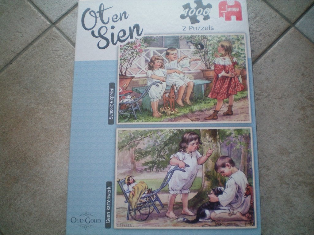 Ot en Sien 2 puzzels van 1000 stukjes in 1 doos., Ophalen of Verzenden, 500 t/m 1500 stukjes, Zo goed als nieuw, Legpuzzel