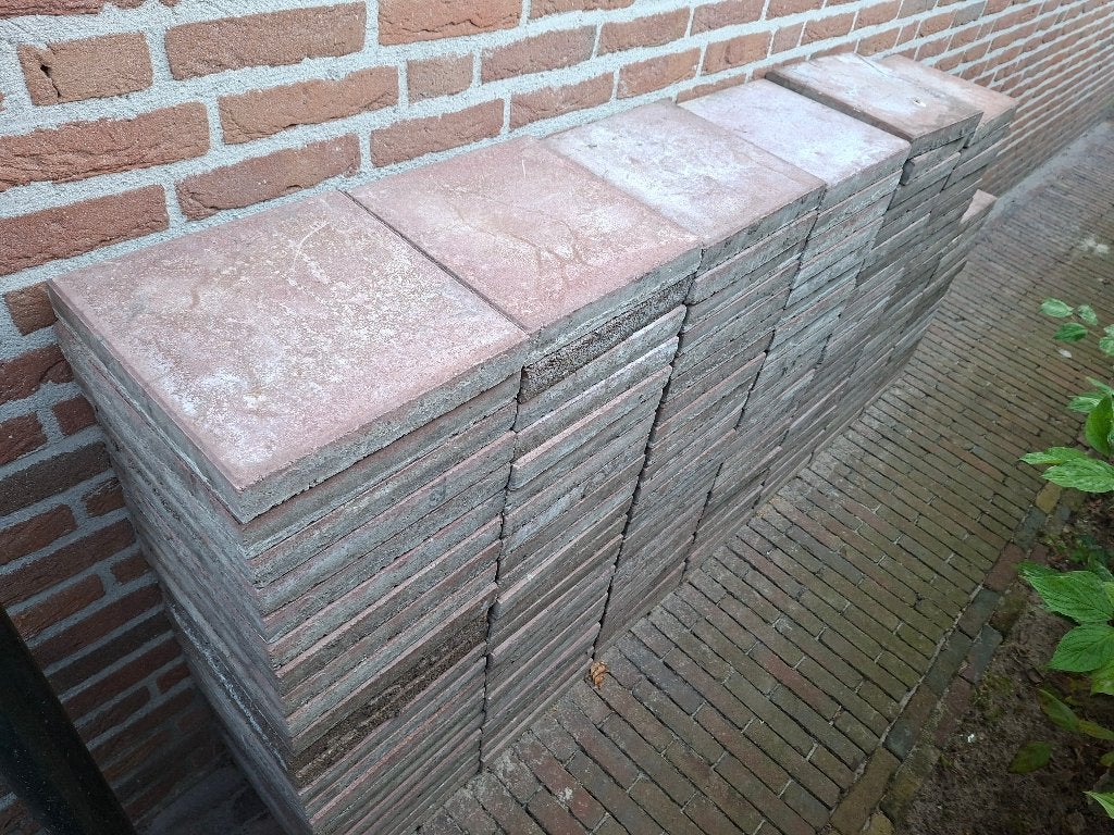 Betontegels 30x30 rood, Tuin en Terras, Tegels en Klinkers, Ophalen, Zo goed als nieuw, 10 m² of meer, Beton