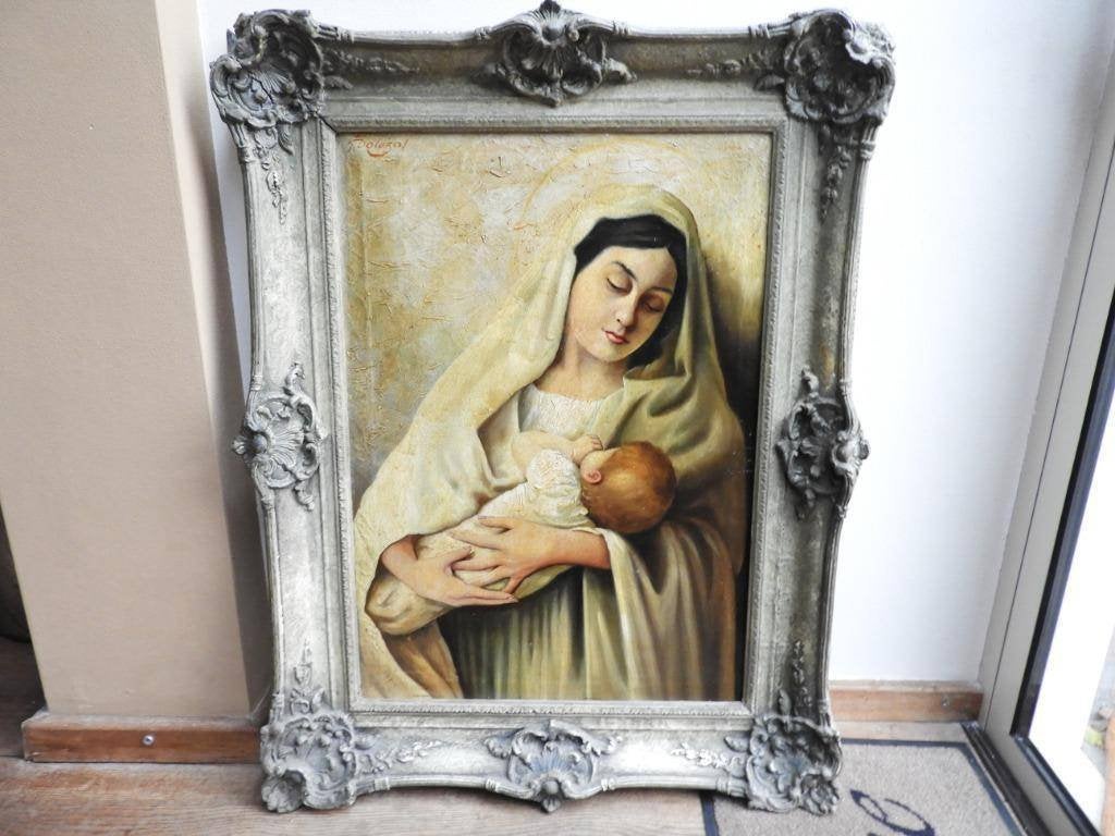 Madonna met baby - Gesigneerd Frantisek Dolezal 1910-1989, Antiek en Kunst, Kunst | Schilderijen | Klassiek, Ophalen, Doek, Portret of Personen
