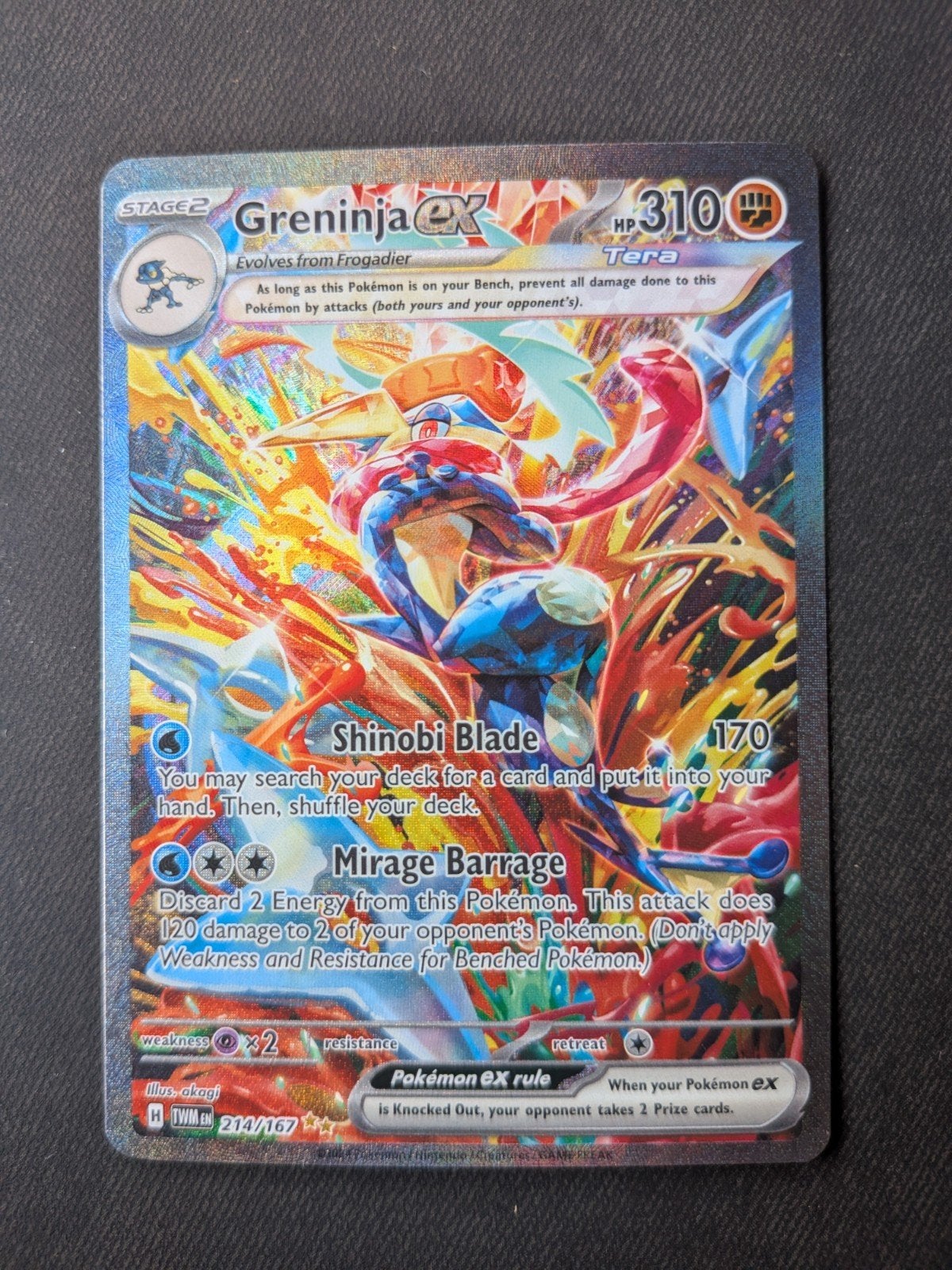 Greninja ex 214/167 Pokémon kaart, Ophalen of Verzenden, Zo goed als nieuw, Losse kaart