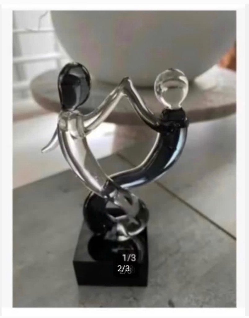 Glazen beeld dansend paar, man vrouw, verliefd, Antiek en Kunst, Ophalen of Verzenden