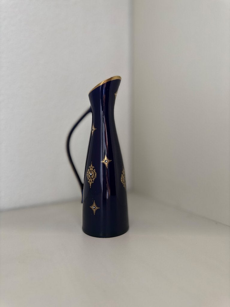 Vintage DDR Kobalt Vaas met Handvat - Volkstedt 1762, Antiek en Kunst, Ophalen of Verzenden