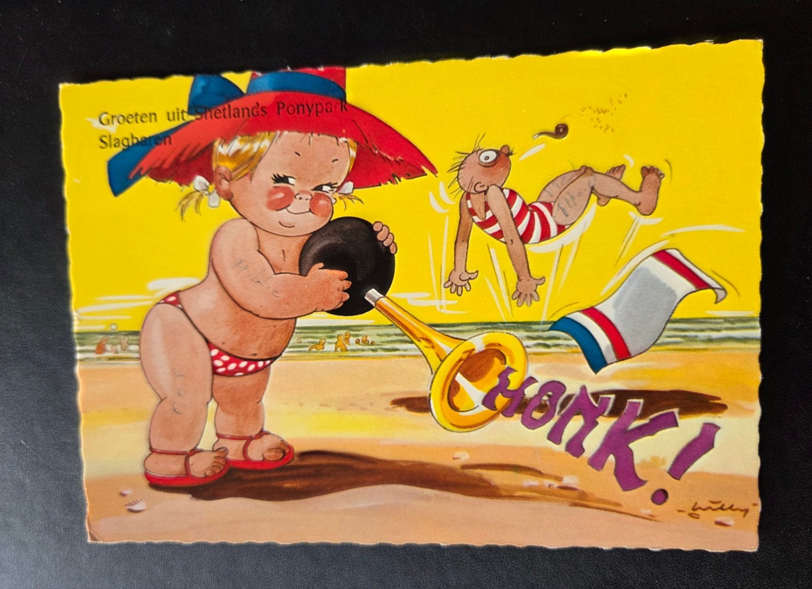 Kind blaast toeter - Groeten uit Ponypark Slagharen, Verzamelen, Verzenden, 1960 tot 1980, Gelopen, Kinderen