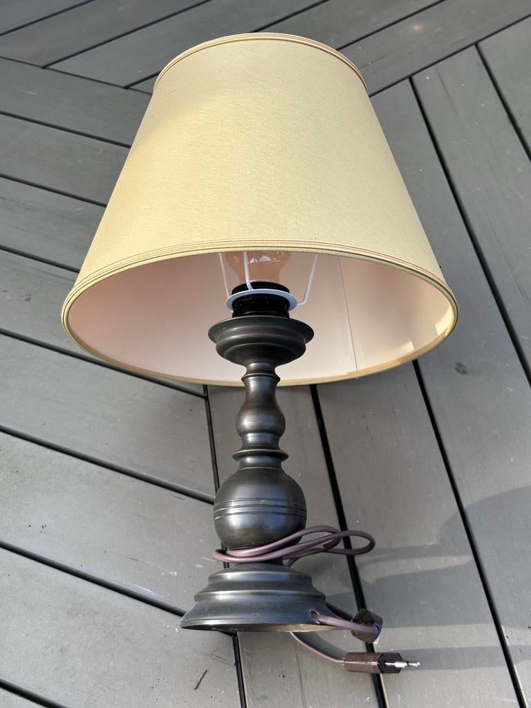 Prachtige Klassieke Tafellamp Schemerlamp Brons & Zandkleur, Ophalen of Verzenden, Zo goed als nieuw, Metaal, Minder dan 50 cm