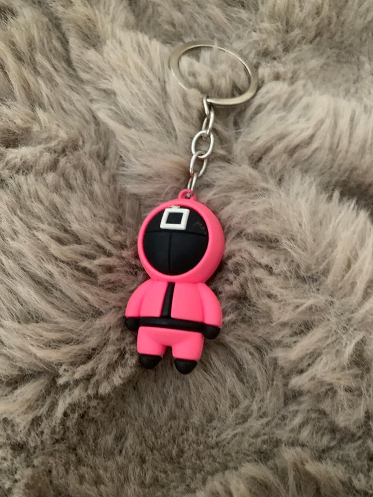 Squid Game Sleutelhanger - Roze Bewaker, Ophalen of Verzenden, Zo goed als nieuw, Knuffel of Figuurtje