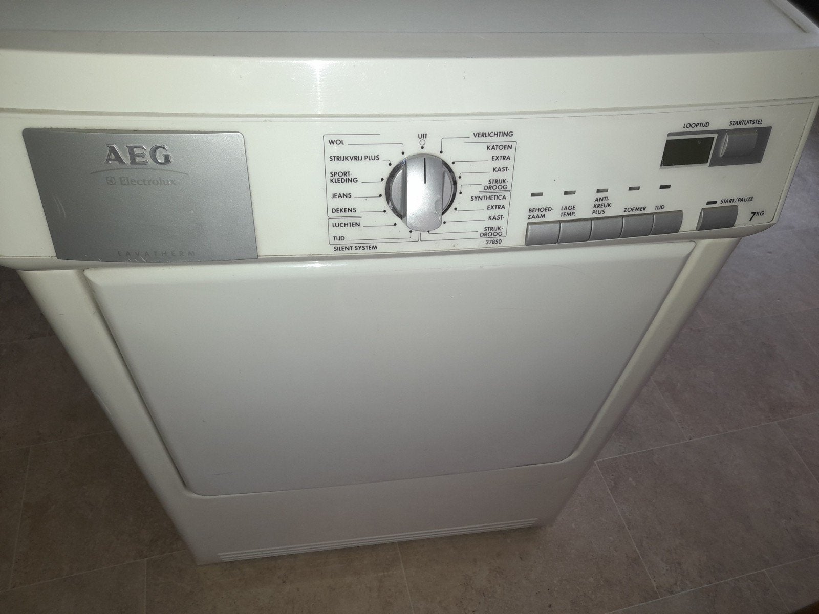AEG Lavatherm 37850 Wasdroger 7kg - Silent System, Ophalen, 6 tot 8 kg, Gebruikt, Condens