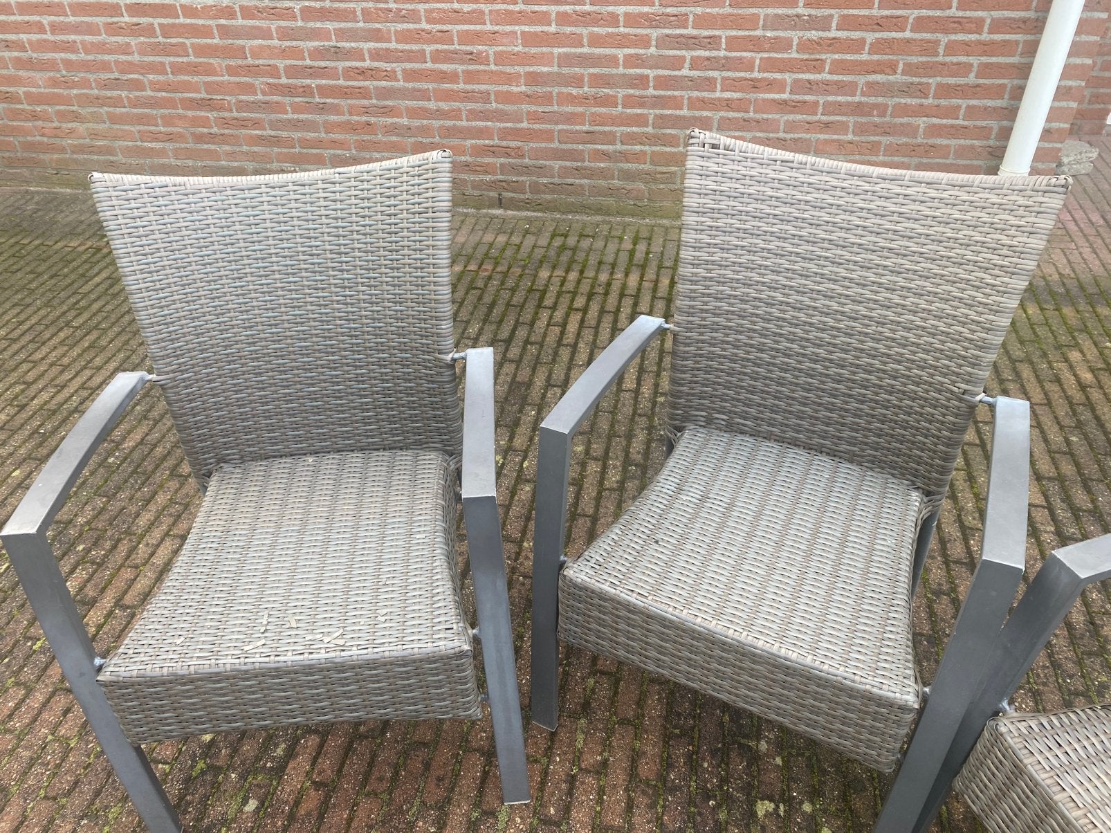 6 alu stapel stoelen met hocker, Ophalen, Wicker