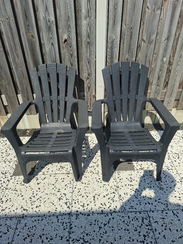 2 loungestoelen, Tuin en Terras, Tuinstoelen, Ophalen, Zo goed als nieuw, Kunststof, Stapelbaar