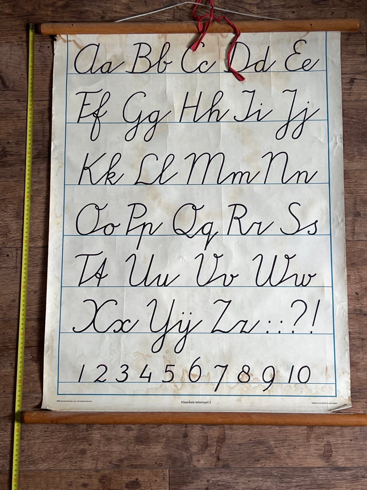 Vintage Schoolplaat Alfabet en Cijfers - Wolters-Noordhoff, Antiek en Kunst, Antiek | Schoolplaten, Ophalen of Verzenden, Overige thema's