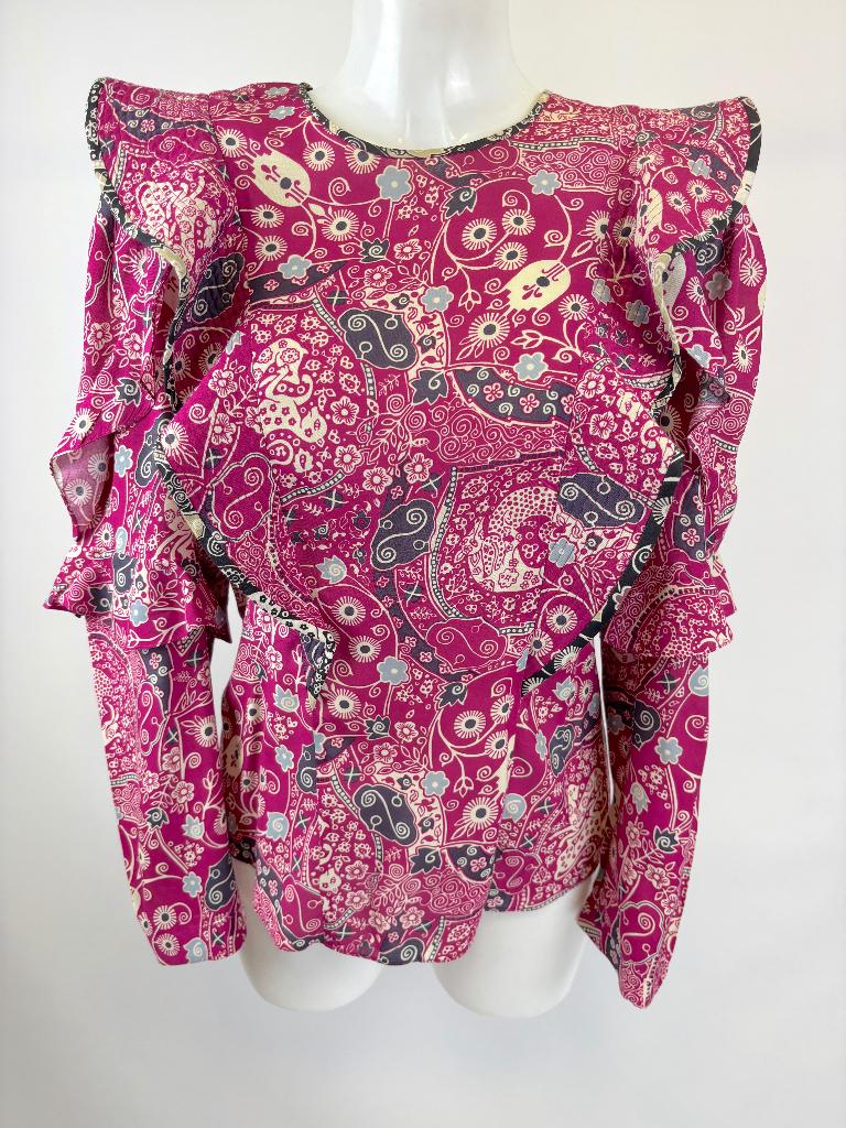 ISABEL MARANT Roze wit bloemen top  Maat FR 40 - EU 38, Ophalen of Verzenden, Zo goed als nieuw, Lange mouw, Roze