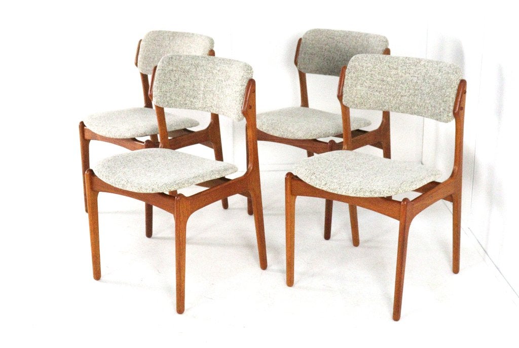 Set 4 Deense Design Stoelen Erik Buch Model 49 O.D. Møbler, Hout, O.D. mobler, Bruin, Scandinavisch