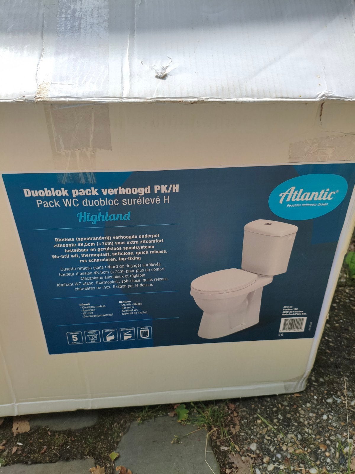 GRATIS Nieuw Atlantic Duoblok Toilet Verhoogd PK/H Highland, Ophalen, Nieuw, Toilet