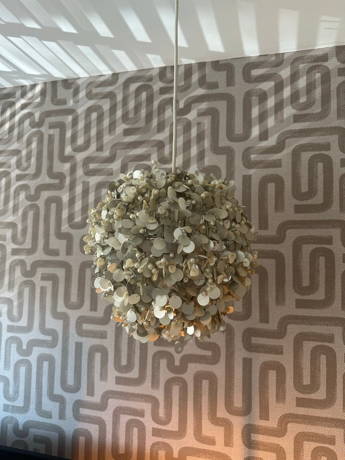 Unieke Hanglamp met Schelpen en Parels, Ophalen, Zo goed als nieuw, Natuurlijk materiaal, E27 (groot)