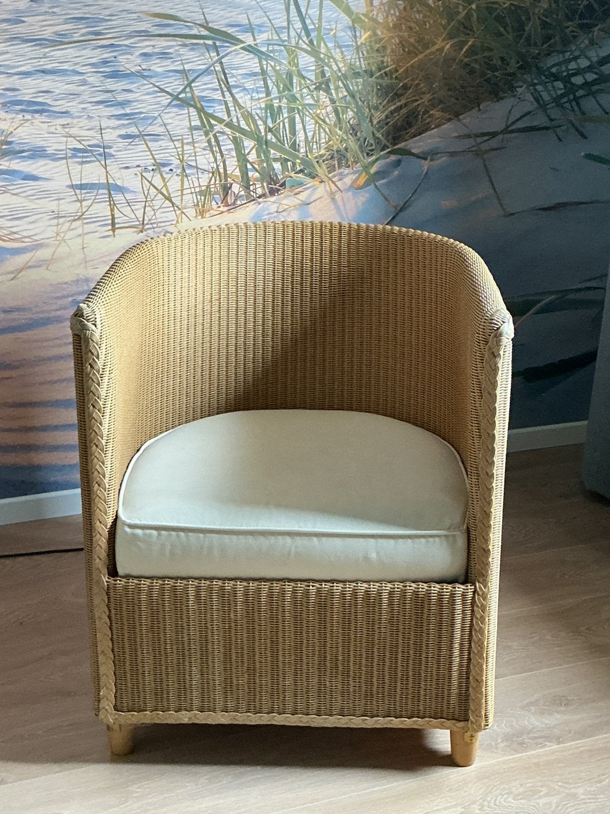 Lloyd loom kuipstoeltje, Huis en Inrichting, Stoelen, Ophalen, Zo goed als nieuw, Bruin, Eén