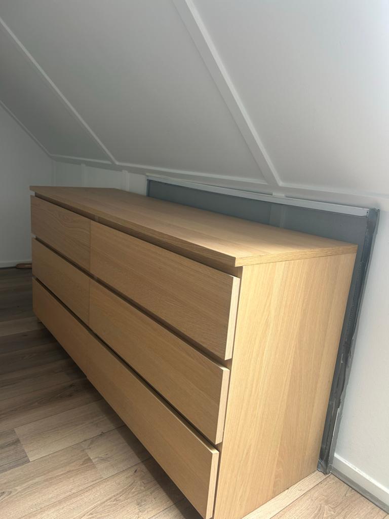 Houten ladekast met 6 laden - Zo goed als nieuw, Huis en Inrichting, Kasten | Ladekasten, 5 laden of meer, 150 tot 200 cm, Ophalen of Verzenden