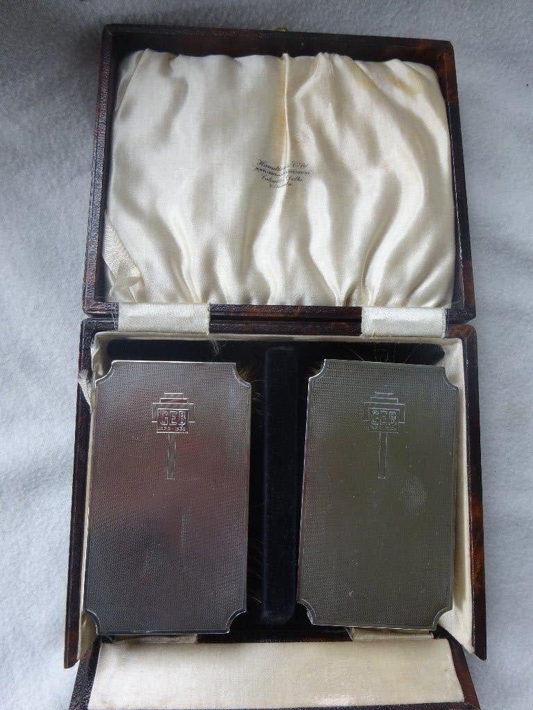Art Deco zilveren borstels Sterling Zilver in originele doos, Ophalen of Verzenden, Zilver