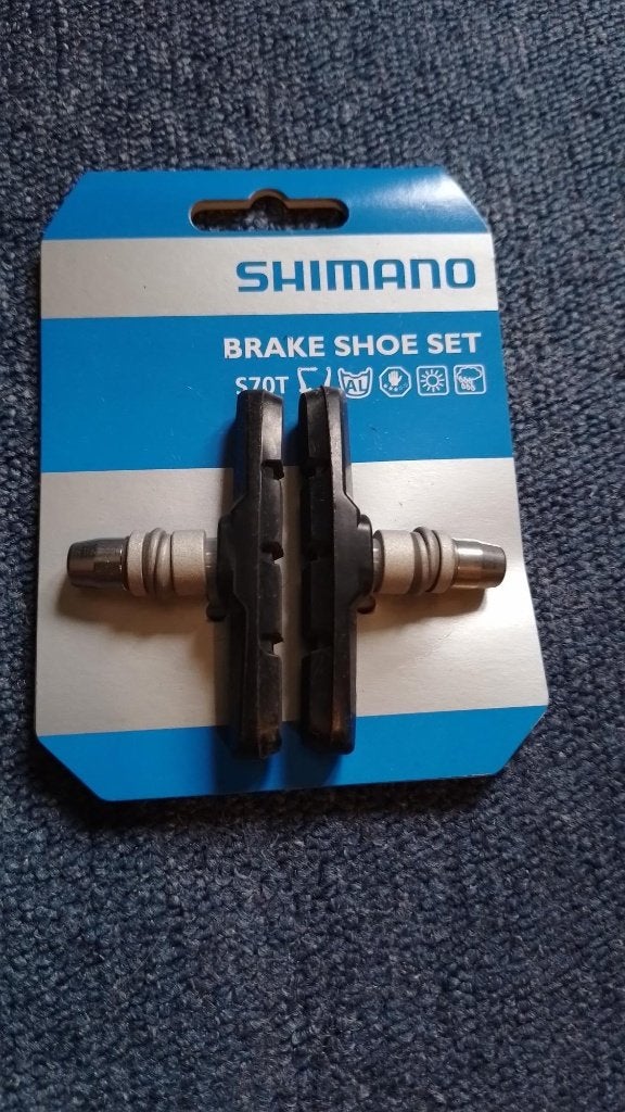 nieuwe set shimano s70t remblokken voor V-brake, Fietsen en Brommers, Remmen, Mountainbike, Verzenden, Nieuw