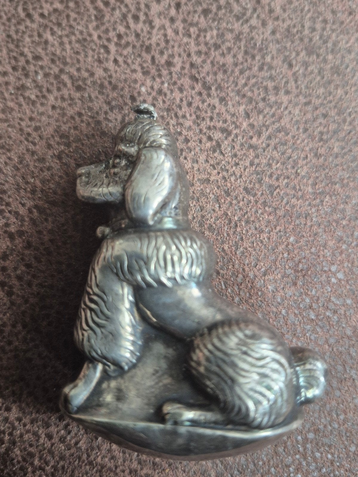 Vintage verzilverde poedel sleutelhanger/bedel, Ophalen of Verzenden