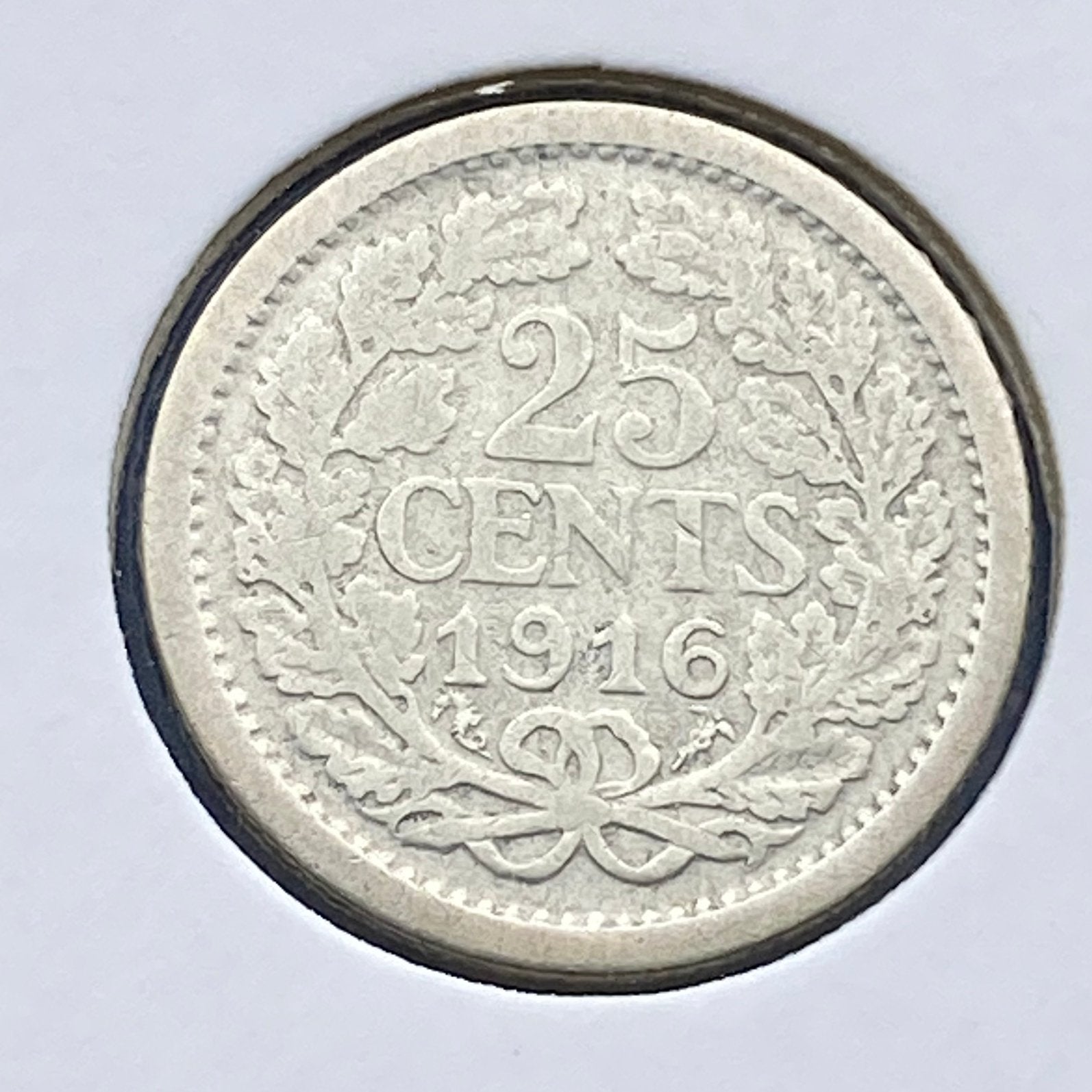 25 Cent Zilver uit 1916 van Wilhelmina, Postzegels en Munten, Munten | Nederland, Verzenden, Koningin Wilhelmina, 25 cent, Zilver