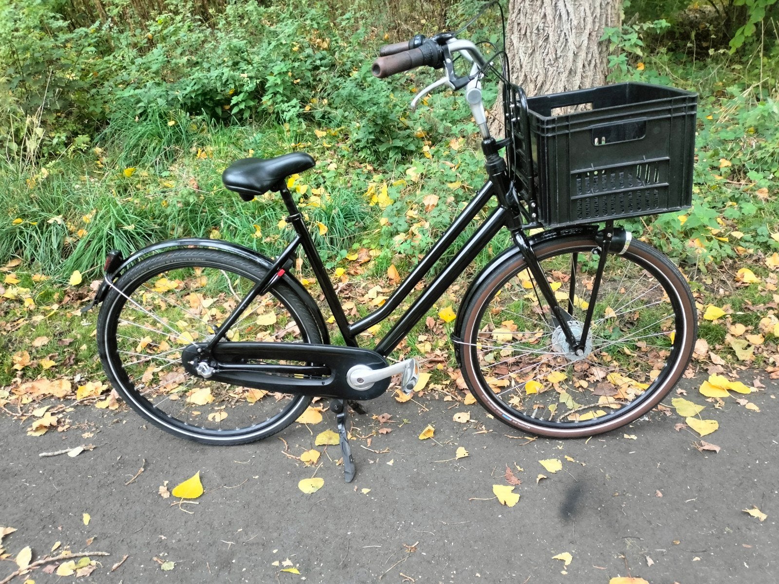 Z.g a.n Omafiets met voordrager+ Kratje ✅, Zo goed als nieuw, Ophalen, Overige merken, Trommelrem