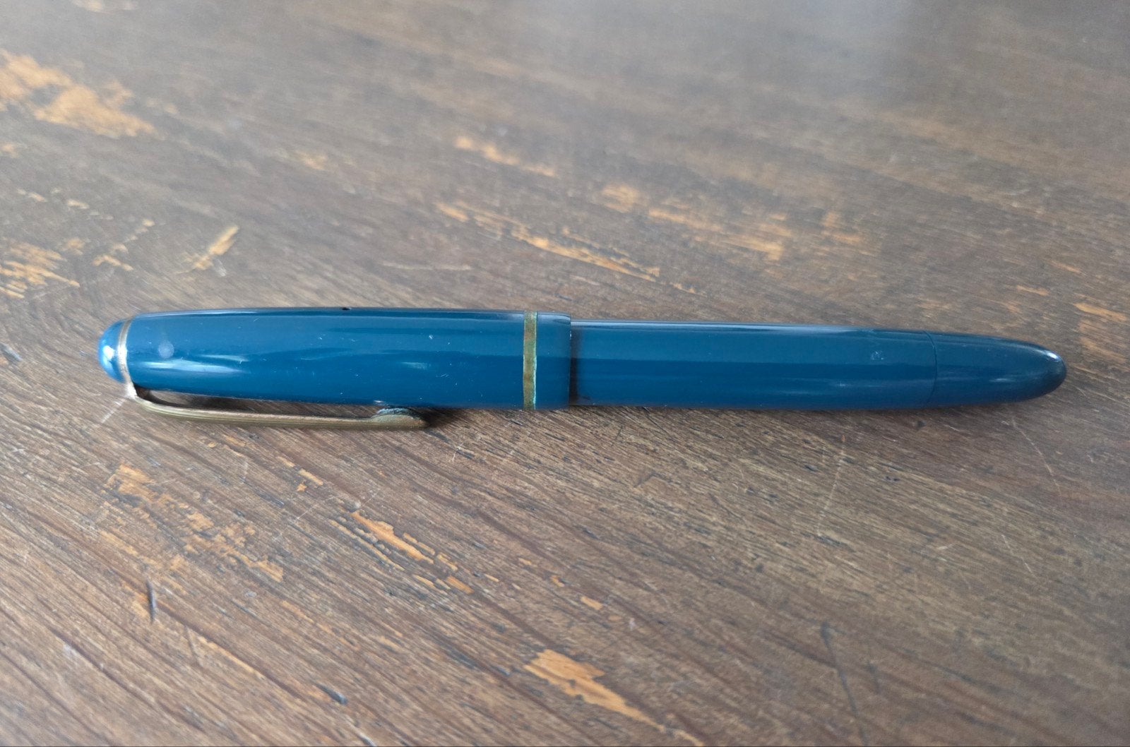 Vintage Osmia 773 F Vulpen – 14K Gouden Nib –Teal Blue (RWA), Verzamelen, Pennenverzamelingen, Ophalen of Verzenden, Gebruikt