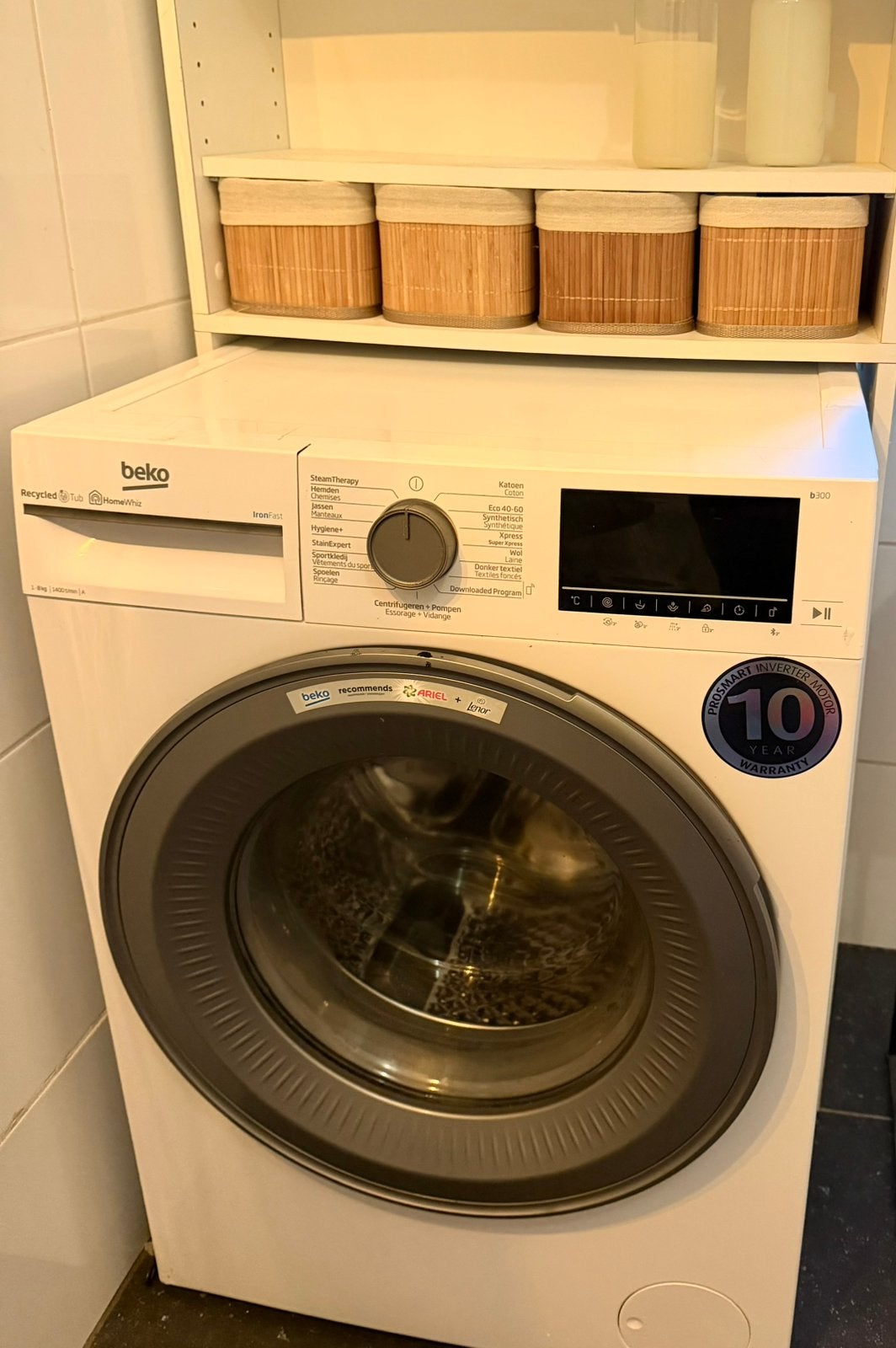 Beko B3WT5841WB1 IronFast wasmachine, Witgoed en Apparatuur, Ophalen, Zo goed als nieuw, 1200 tot 1600 toeren, 85 tot 90 cm
