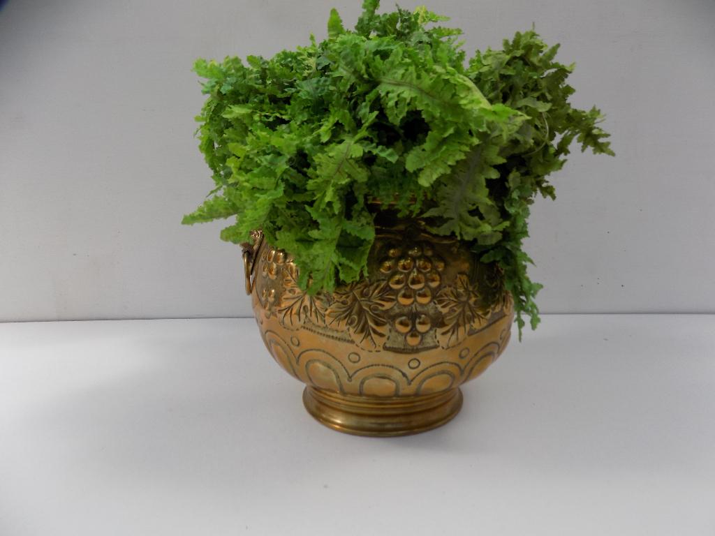 Vintage Messing Bloempot Plantenbak Decoratie, Ophalen of Verzenden, Gebruikt