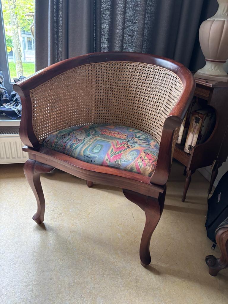Vintage Rotan Fauteuil met Houten Frame, Ophalen of Verzenden