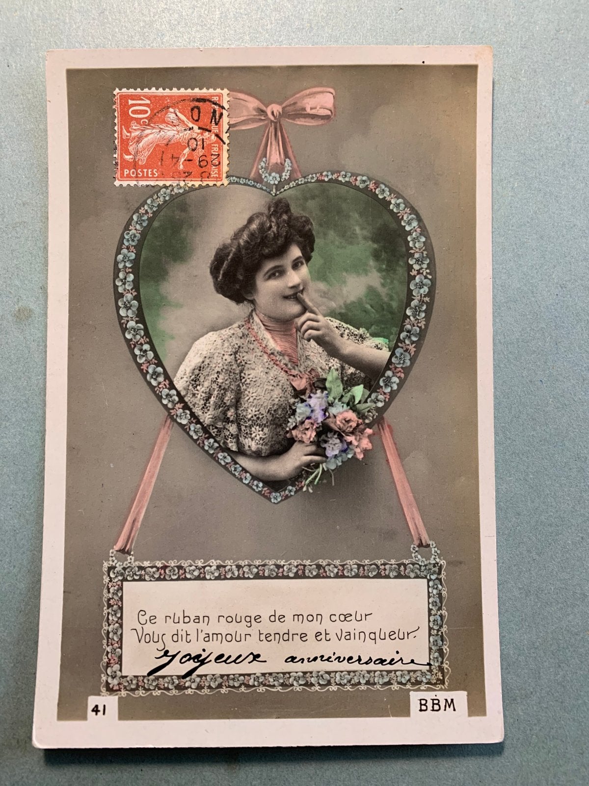 19-4-1910 Dame in hart, Ophalen of Verzenden, Voor 1920, Gelopen, Overige thema's