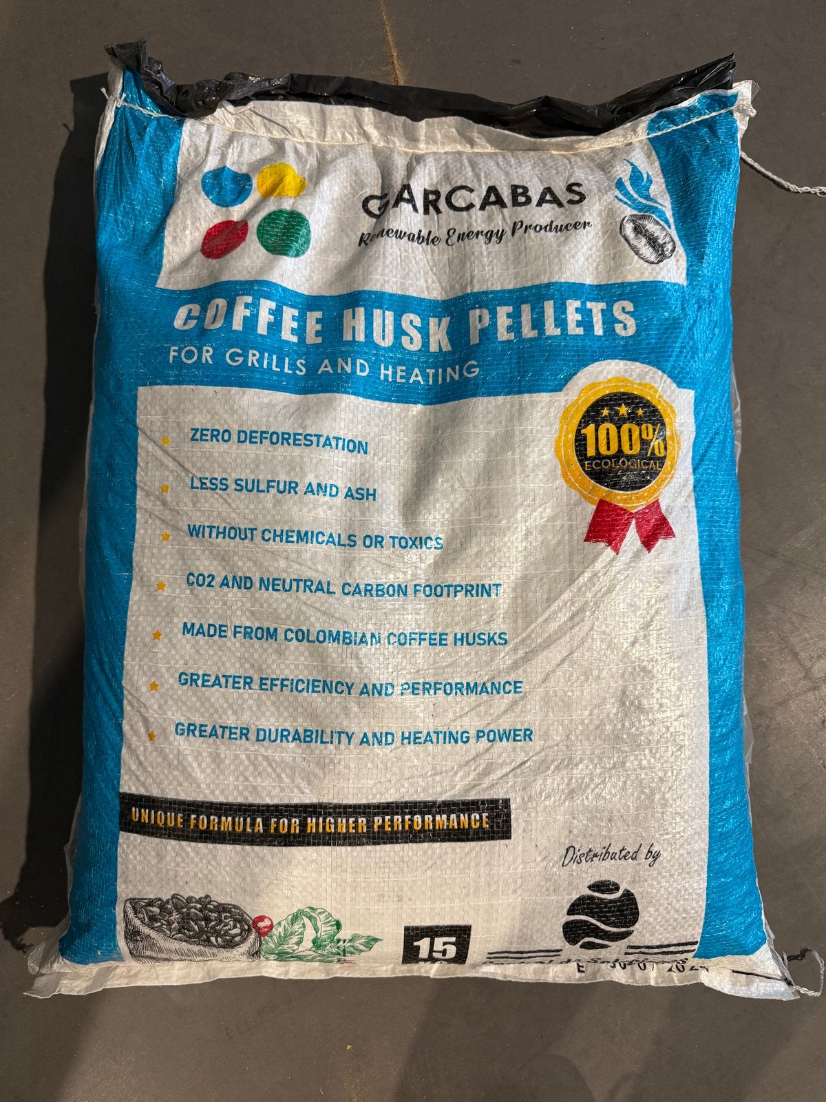 GARCABAS Koffie Husk Pellets 15 KG - Ecologisch & Efficiënt, Ophalen, Nieuw, Overige brandstoffen, Pelletkachel